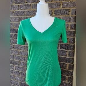 Nike Women's Vibrant Green V-Neck Dri-Fit Tee Sz Small